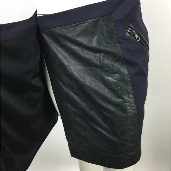 Rag & Bone Wool & Leather Wrap Skirt Navy 2